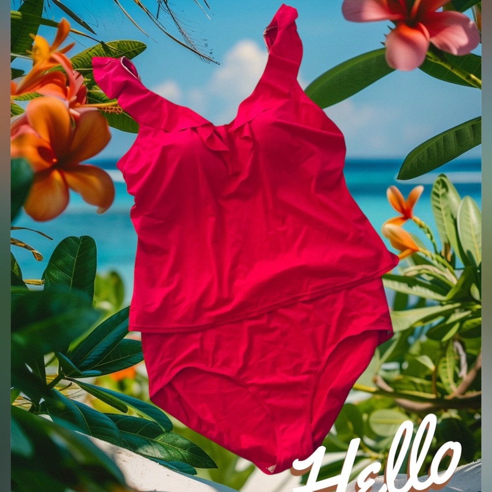 Swimsuits for All Ruffle Pink Tankini Bathing Suit Top & bottom NWT Size 22/24